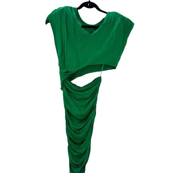 Ronny Kobo Unlined Side Cut-Out Ruched Mini Kyle Dress in Green Size Small NWT - Picture 7 of 11